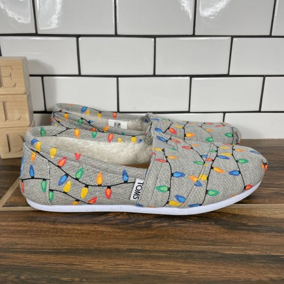 TOMS Classic Women's Size 5 Shoes Gray Glow In The Dark Tree Lights Slip On Flat - Picture 4 of 12